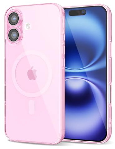 Svanove for iPhone 16 Case Clear Compatible with Magsafe, Transparent Magnetic Magnet Mag Case, Cute Slim Thin Silicone Grip & Shockproof Camera Cover Drop Protection Bumper, Light Pink