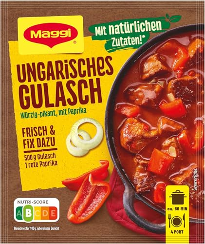 MAGGI Fix für Ungarisches Gulasch, Würzmischung, mit natürlichen Zutaten*, für 4 Portionen, 10er Pack (1 x 56g Packung)