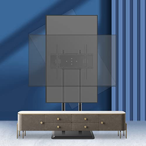 Soporte de TV universal de suelo para televisores de 40 a 86 pulgadas, conmutación de pantalla horizontal y vertical de 0 a 90°, gran soporte de TV ahorra espacio para esquina y dormitorio