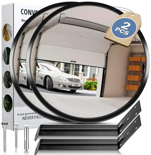 moveland 2 PCS Garage Spiegel - Verstellbarer Konvexspiegel 30 cm - Weitwinkel Spiegel Ausfahrt - Acryl Parabolspiegel - für Garage, Verkehr, Einfahrten, Büro, Hof, Lager (130 Grad konvex)