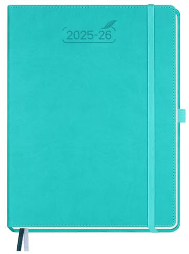 BEZEND Kalender 2025 2026 Wochenplaner A4, 18-Monate Buchkalender Juli 25-Dez 26, PU-Leder Hardcover 1 Woche 2 Seiten mit Stifthalter - Türkis