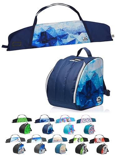 BAMBINIWELT Kinder Ski Set - Skischuhtasche, Standfläche & Skitasche - Ski, Stöcke & Handschuhe - Rucksack Boots, Helm & Skibrille - Cordura, wasserfest, Farbe: Set Modell 02, Größe: 145cm