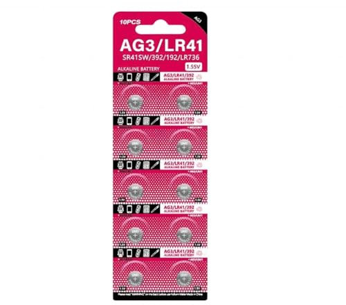 Xuanxi Cell Coin AG3 - Pilas de botón de 1,55 V SR41 192 L736 384 SR41SW CX41 LR41 392 para lámparas, relojes, cámaras