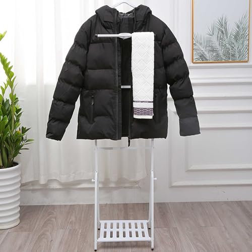 FALANZATH Herrendiener Stummer Diener,Kleiderbutler aus weißem Metall,Herrendiener mit Kleiderbügel,Schlafzimmer Kleiderständer Mit Schuhregal,30x34x140cm