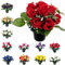 Rose Artificial Flowers in Grave Flower Pots – UV Resistant, Realistic, Long-Lasting Design for Cemetery Decorations, Grave Displays, Home & Garden Memorial Arrangements (9 Red Roses)