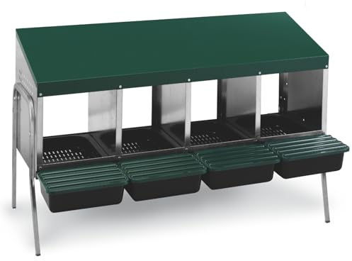 Agrarzone Legenest Außen mit Eierfach 4 Abteile Nistbox Hühner Geflügel | Metall, Eierfach, Abrollnest, große Hennen, stabil