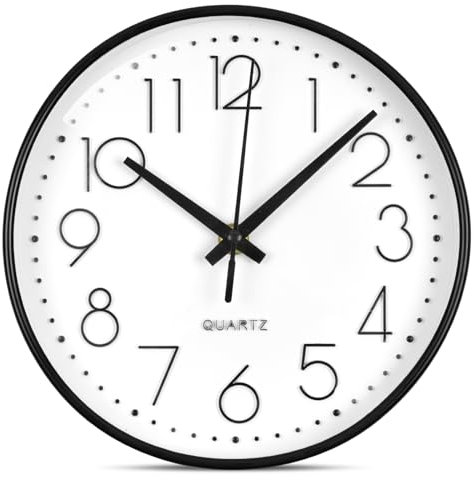 Aolso 8 inch Wall Clock,Silent & Non Ticking Quartz Wall Clock,Battery Operated clocks for Living Room,Bedrooms,Kitchen,School,Office (8 inch-White background
