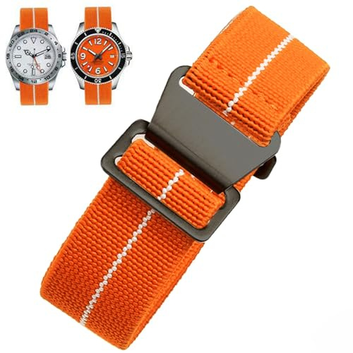 Nizonlaie Elastic Nylon Watch Band French Troops Paratrooper Military Parachute Style 18mm 20mm 22mm Hook-and-Loop Premium Striped Fabric Nylon Replacement Watch Strap for Men Women