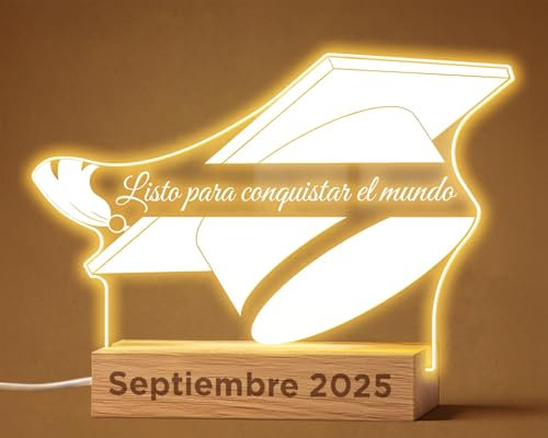 Panorama Lámpara Personalizada de Graduación 22x15 cm - Modelo Birrete 22x15 cm - Regalos Graduación para Alumnos Fin de Curso - Luz Nocturna Personalizada LED