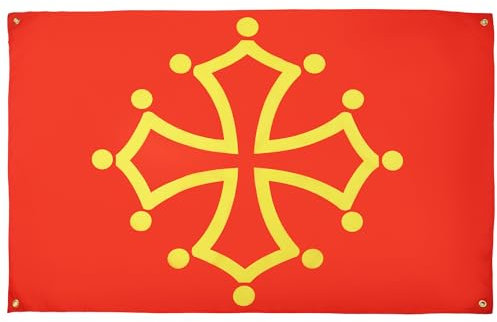 AZ FLAG Drapeau Midi-Pyrénées - Occitanie 150x90 cm avec 4 oeillets, Pavillon Occitan pour balcon ou mur