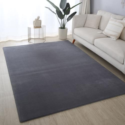 Ultra Soft Plush Anti-Slip Carpet Mat Living Room Large Area Rugs Modern Floor Bedroom Extra Large Size Non Shedding (Grey, 160 x 230 cm)