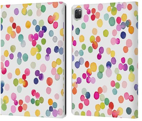 Head Case Designs Offizielle Ninola Konfetti Punkte Bunt Geometrisch Leder-Wallet-Hülle Kompatibel mit Apple iPad Pro 12.9 2020/2021/2022