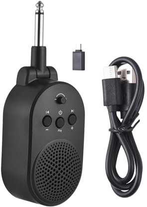 Amp de Guitarra 5W Portable BT Amplificador de Guitarra eléctrica Recargable con Sonido de Alta fidelidad para músicos Practica interpretación Black ABS 97G