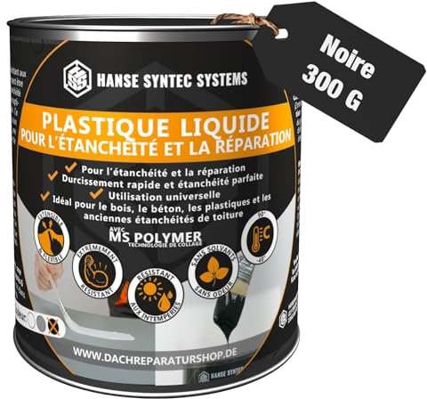 Membrane d'Étanchéité - Joint exterieur et interieur - Colle Étanche pour Fissures & Fuites – Directe Sans Primaire – Tous Matériaux – MS Polymère (Noir, 300g)