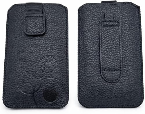 Universal Handy Tasche schwarz für u.a. Emporia Euphoria V50, Emporia Happy. Emporia Simplicity V27 - Smartphone Hülle Etui Slim Case Holster Pouch Sleeve Gürteltasche