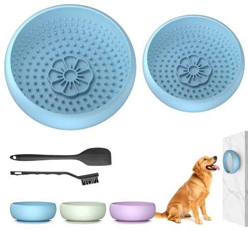 Pawinner 2-in-1 Lick Bowl Hund & Anti Schling Napf Hund Set, Schleckmatte | Rutschfesten Saugnäpfen, 2 Stück Leckmatte zur Angstlinderung&Langsame Fütterung, aus Lebensmittelechtem Silikon, Einfrieren
