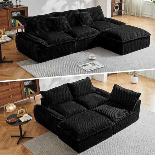 IKALIFE Boneless Modular Sectional Sofa, L-Shaped Cloud Couch With Ottoman | Deep seat, Flexible layout, No assembly required, Spacious seating, High-density foam, Vacuum packed
