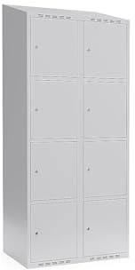 kaiserkraft | 4er-Schließfachschrank Fydor | 2 Abteile | lichtGrau | B 800 mm | schräge Dachform | Zylinderschloss