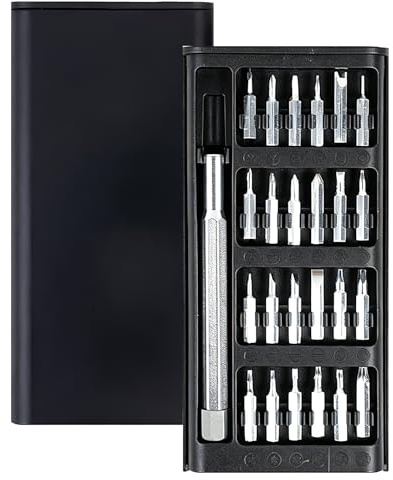 25-in-1 Precision Screwdriver Set | Aluminum Handle, 24 CRV Steel Bits, Magnetic Mini Repair Tool Kit
