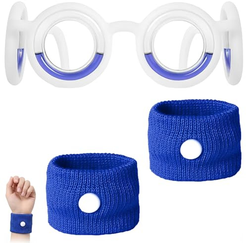 Brille gegen Seekrankheit & Reisekrankheit, 1 Paar Anti-Übelkeit Reisearmbänder, Motion Sickness Brille für Auto, Schiff, Kreuzfahrt & Langstreckenreisen