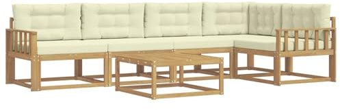 vidaXL Outdoor-Sofagarnitur 6 pcs Weiß und Creme 79 x 79 x 37 cm, Modernes Gartenmöbelset, wetterfestes Sofa, schicke Sitzgruppe, langlebige Liege fürs Poolside