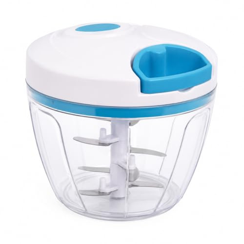 Terryshop74® Tritatutto Manuale a Corda 900 ml – Sminuzzatore Multiuso con 5 Lame in Acciaio Inox – Chopper per Cipolla, Aglio, Verdure, Frutta, Erbe Aromatiche e Salse – Senza Elettricità