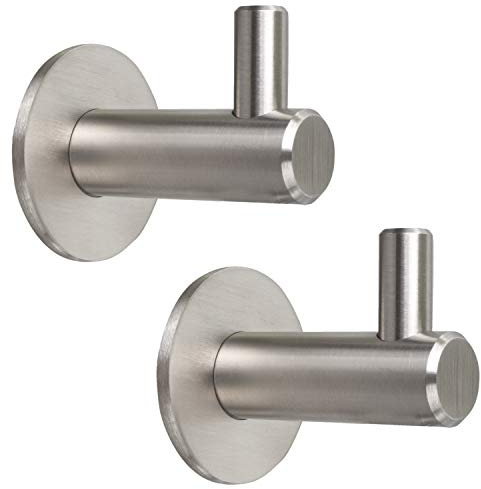 Stahlia Garderobenhaken EDELSTAHL (2 Stück) Kleiderhaken Garderobe Haken zum Schrauben Wandhaken Metallhaken Handtuchaufhänger
