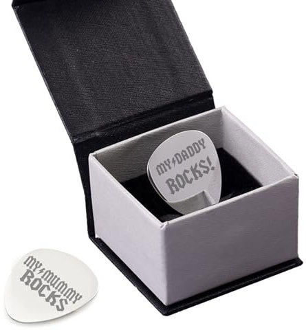 EIO Gifts Personalised Guitar Pick with Luxury Magnetic Box – Guitar Plectrum for Bass, Acoustic & Electric Guitar – Engraved with Your Custom Text
