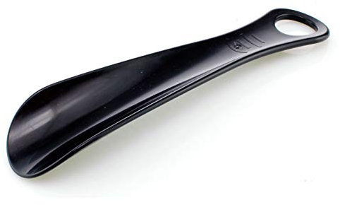 TelMo Schuhlöffel Schuhanzieher aus Kunststoff mit großer Lochung verschiedene Farben Schwarz