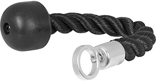 GORILLA SPORTS® Trizepsseil - Einhand, inkl. Drehgelenk, 30 cm, bis 120 kg Belastbar, Nylon, Schwarz - Trizeps Seil, Kabelzuggriff, Seilzug, Trizepstau, Kabelzug Seil, Bizeps Tau