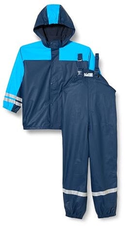 Playshoes Unisex Kinder Regen-anzug Mit Fleece-futter Warmer Wasserdichter Matschanzug Regenbekleidung, Marine, 80 EU