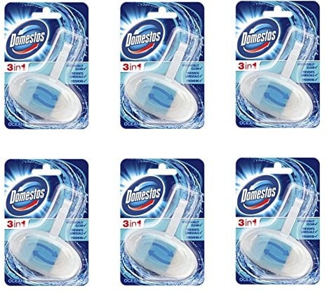 Domestos Toilet Rim Block 3 in 1 Ocean Bathroom Cleaning Limescale Freshen Scent (6 Packs)
