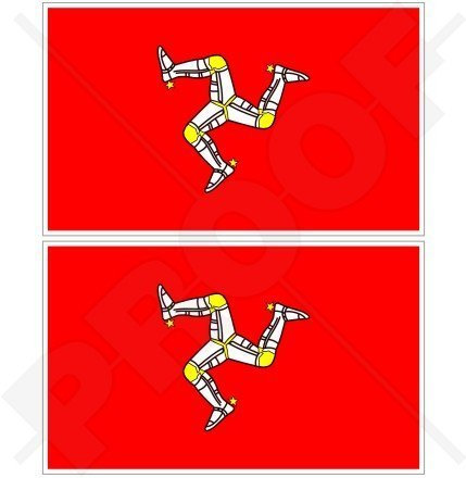 ISLE von MAN Flagge MANX Großbritannien UK TT Rennen 100mm Auto & Motorrad Aufkleber, x2 Vinyl Stickers
