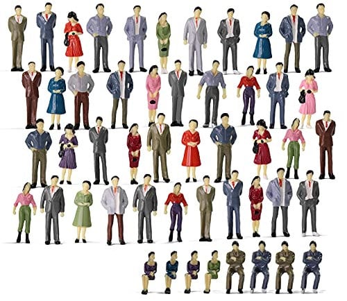 Evemodel 50 Stück Modellbahn Verschiedene Bemahlte Figuren Spur 0 35mm Eisenbahn Diorama