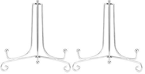 Tincogo Silber Metall Tellerständer Tellerhalter Eisen Staffelei Display Ständer für Schüssel Teller Kunst Foto Bilderrahmen (5 Zoll)