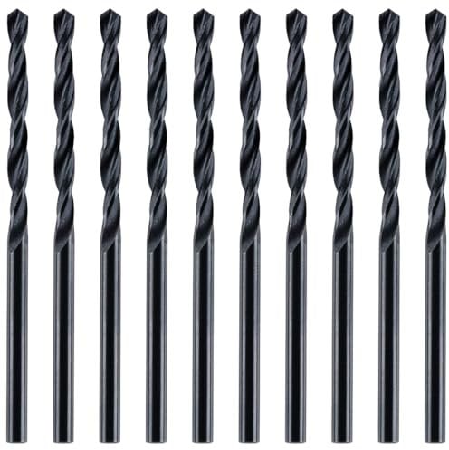 Box Of 10 x 3.3mm HSS Jobber Drill Bits - Black Roll Forged HSS-R for Carbon + Alloy Steel, Plastics & Wood. DIN338 (3.3mm x 65mm)