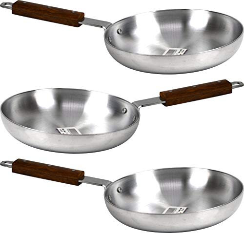 Klassic Combo Set of 3 Professional Aluminium Frying Pans with Wooden Handle (30cm)