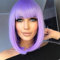 Colorful panda Damen Perücke Lila Bob Kurz Glatt Haar mit Pony für Frauen Hitzebeständiges Synthetische Natürliche Bunte Violett Haar für Cosplay Tägliche Party 12 Zoll