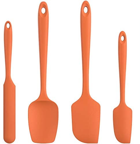 Espatulas Silicona Cocina Reposteria Lengua: U-Taste 315℃ Resistente al Calor Utensilios de Espátula para Cocinar y Hornear, Juego de 4 Paletas Cocina Antiadherentes Flexibles sin BPA, Naranja