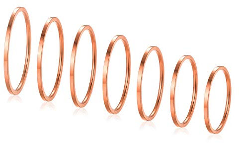 FOCALOOK Lot de Bague Femme Fine Plaqué Or Rose 9 Pièces Anneaux de Phalange Empilables pour Dames Filles Taille 47-62