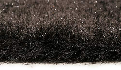 Wecon Home Glitzernder kuscheliger Hochflor Shaggy Teppich - Läufer für Wohnzimmer, Schlafzimmer, Kinderzimmer, Shiny Touch (133 x 200 cm, Anthrazit)