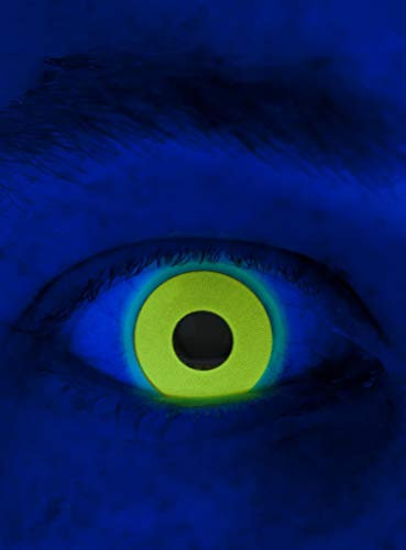 Maskworld - UV aktive Kontaktlinsen/Jahreslinsen - Gelb - Motivlinsen ohne Sehstärke - Unisex - Erwachsene - ideal für Halloween, Karneval, Motto- und Horror-Party
