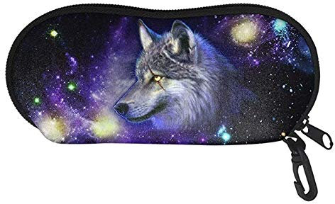 SEANATIVE Brillenetui für Sonnenbrillen, Hartschale, Schutzbrille, Brillenbox mit Reißverschlusshaken, Galaxy Wolf, 1