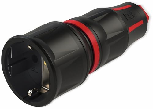 Schutzkontaktkupplung PCE TopTaurus2, schwarz/rot, mit LED