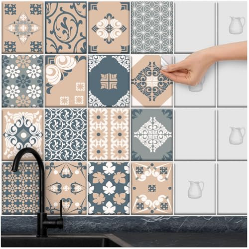 FoLIESEN - Adesivi per piastrelle | Pellicola adesiva per piastrelle di bagno e cucina. Resistente ai graffi e rimovibile | Patchwork No.13, .:
