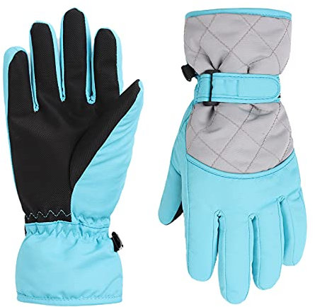 Pesaat Handschuhe Kinder Winter Wasserdicht Skihandschuhe Mädchen Rutschfeste Winddichte Warme Fingerhandschuhe Jungen Fausthandschuhe (Blau, 11-16Jahren)