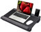 Extra großer Laptop-Schreibtisch – Voll-PU-Material, Gaming-Tablett – tragbarer LapDesk mit Handyhalterung und Handgelenkauflage für Notebook, MacBook, Tablet, Bett, Sofa (schwarz, passend für Laptops