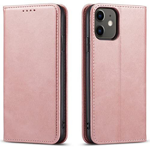 Mixroom - Custodia Cover Case a Libro Rosa Per iPhone 11 Con Stand In Ecopelle Chiusura magnetica Formato Portafoglio Parte Interna In TPU Morbida