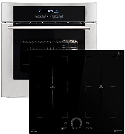 Cuisinière: 60cm Four encastrable EB8015ED + 59cm Plaque Induction IH85904FZ / Gril/Air chaud/Tiroirs télescopiques/Timer automatique/Double Vitrage d'isolation thermique / SET8015IH594FZ