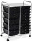 TANGZON 15 Drawers Storage Cart, Multipurpose Mobile Organizer with Lockable Wheels, Utility Rolling Trolley for Home Office Stationery Beauty & Salon (Black)